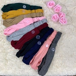 10pcs Ribbed Cross Knot Button Headbands Ear Saver